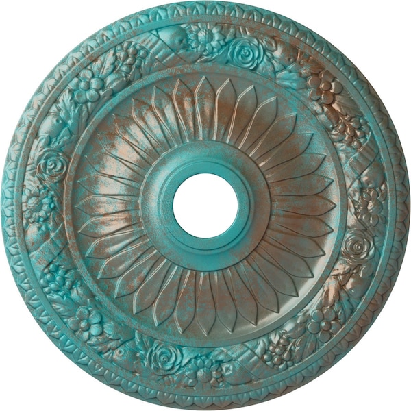Ekena Millwork Bellona Medallion (Canopies up to 3 5/8"), 23 5/8"OD x 3 5/8"ID x 1 1/8"P, Copper Green Patina CM23BECGS - main
